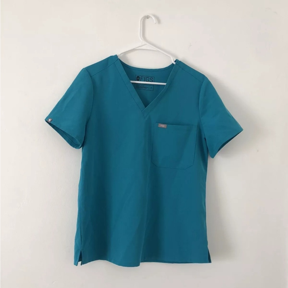 Figs Caterina One-Pocket Scrub Top-Teal